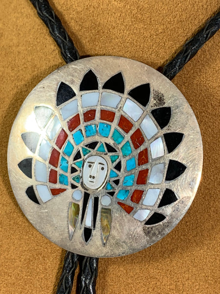 Vintage Zuni Chief Bolo Tie (circa 1950s)
