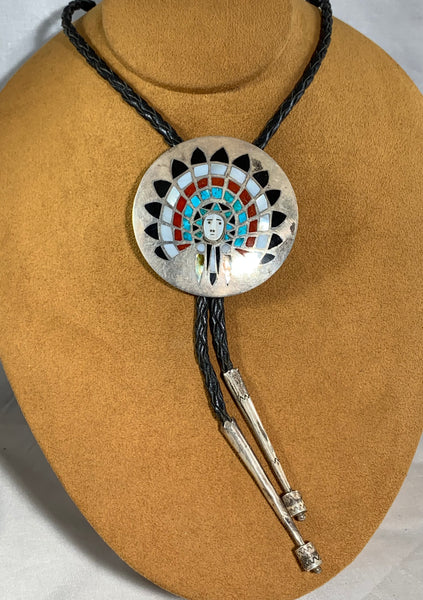 Vintage Zuni Chief Bolo Tie (circa 1950s)