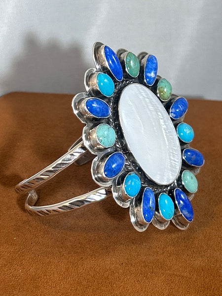 Mother of Pearl Multi Stone Cuff by Mary Teller