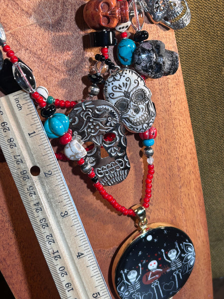 Day of the Dead Charm Necklace by Kim Yubeta
