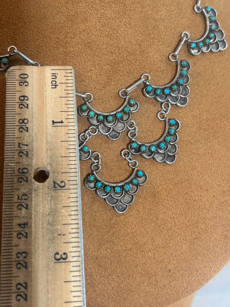 Vintage Zuni Snake Eye Bib Choker Necklace (Circa 1950s)