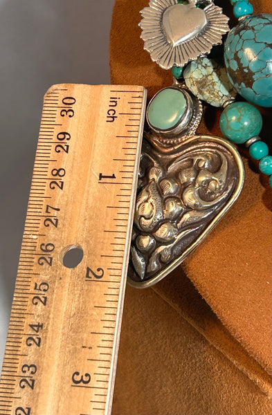Turquoise Heart Charm Necklace by Kim Yubeta