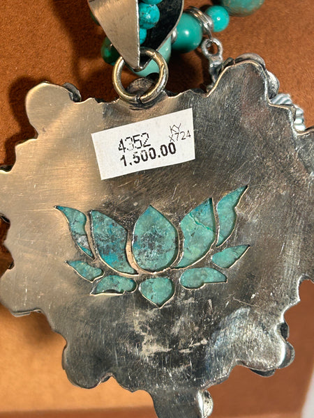 Turquoise Heart Charm Necklace by Kim Yubeta