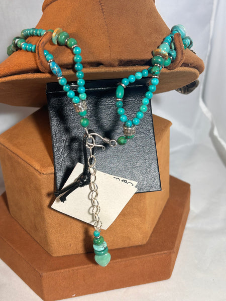 Turquoise Heart Charm Necklace by Kim Yubeta