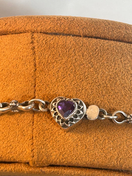 Amethyst and Peridot Inlay Necklace by Valerie and Benny Aldrich