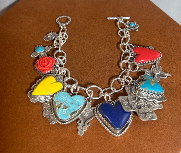 Heart and Cross Charm Bracelet by Gregory Segur