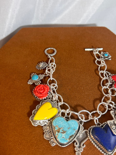 Heart and Cross Charm Bracelet by Gregory Segur