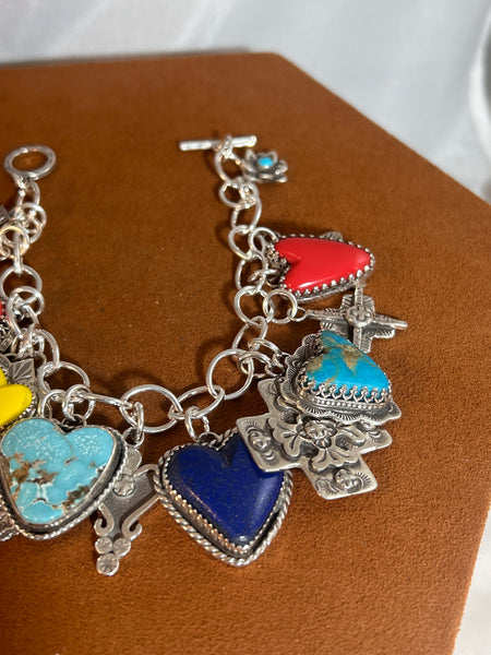 Heart and Cross Charm Bracelet by Gregory Segur