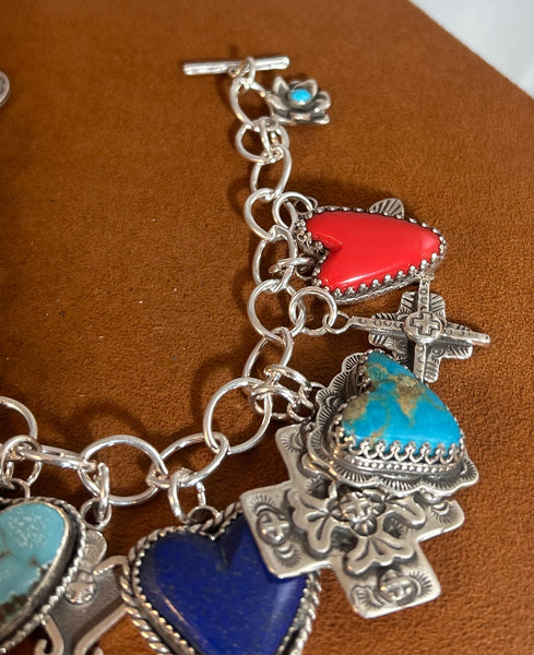 Heart and Cross Charm Bracelet by Gregory Segur