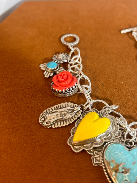 Heart and Cross Charm Bracelet by Gregory Segur