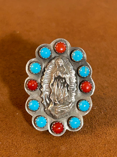 Our Lady of Guadalupe with Coral and Turquoise by Gregory Segura