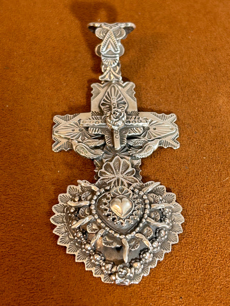 Flaming Heart and Cross Pendant by Gregory Segura