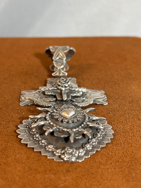 Flaming Heart and Cross Pendant by Gregory Segura