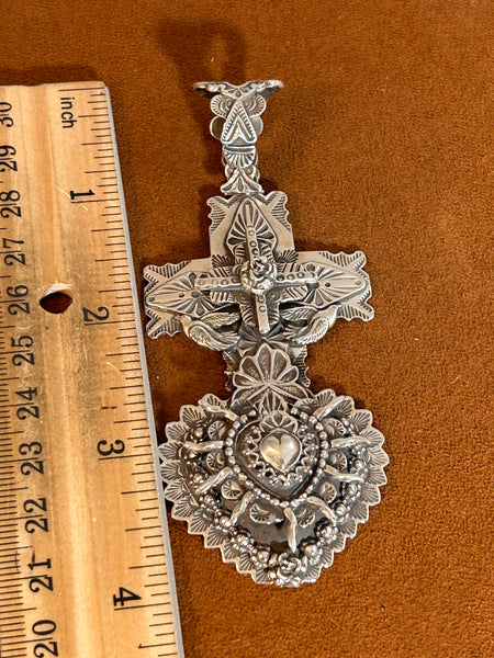 Flaming Heart and Cross Pendant by Gregory Segura