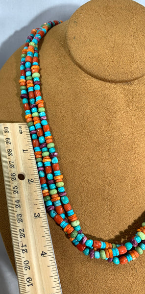 Three Strand Turquoise and Multi-Stone Necklace by Don Lucas