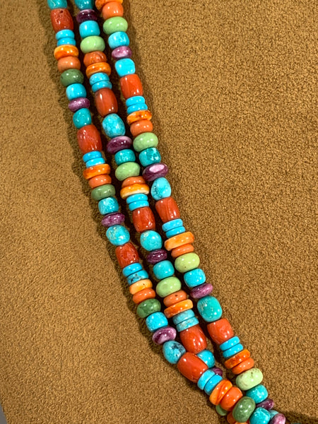Three Strand Turquoise and Multi-Stone Necklace by Don Lucas