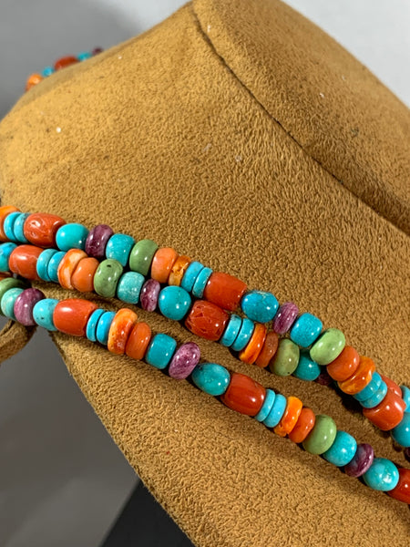 Three Strand Turquoise and Multi-Stone Necklace by Don Lucas