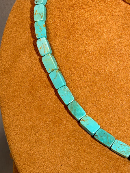 Rectangular Cut Turquoise Necklace by Gloria Sawin and John Hull