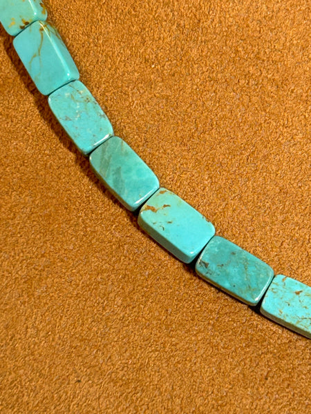 Rectangular Cut Turquoise Necklace by Gloria Sawin and John Hull