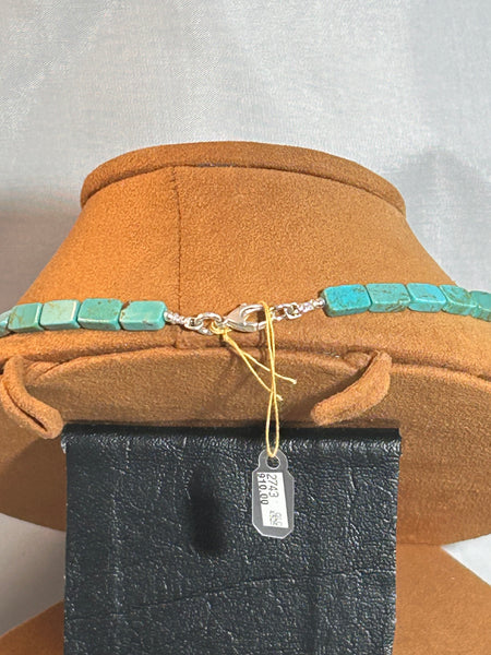 Rectangular Cut Turquoise Necklace by Gloria Sawin and John Hull