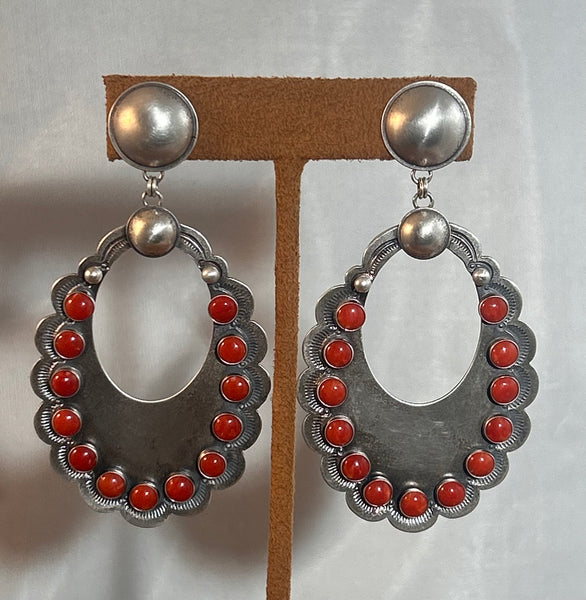 Large Coral Hoop Earring with Blossom by Dennis Hogan (Copy)