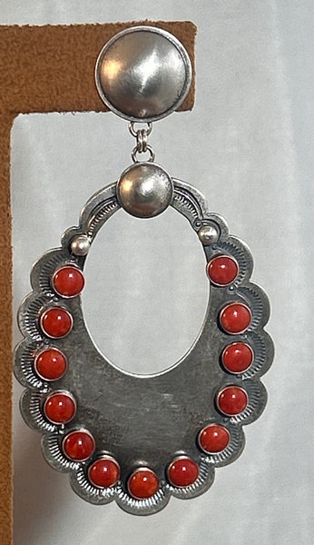 Large Coral Hoop Earring with Blossom by Dennis Hogan (Copy)