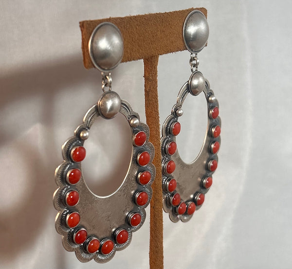 Large Coral Hoop Earring with Blossom by Dennis Hogan (Copy)