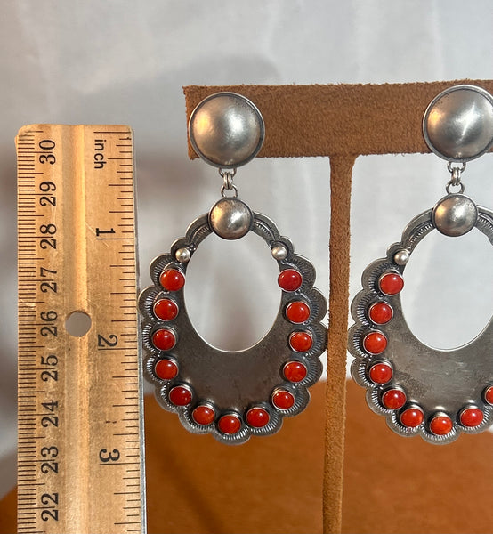 Large Coral Hoop Earring with Blossom by Dennis Hogan (Copy)