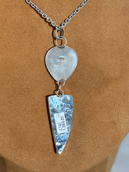 Petrified Wood and Turquoise Pendant Necklace by Dezbah Stumpff