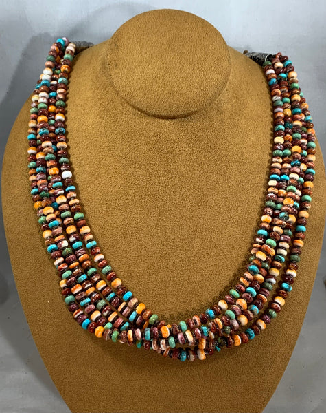 Five Strand Spiny Oyster Necklace by Mary Teller