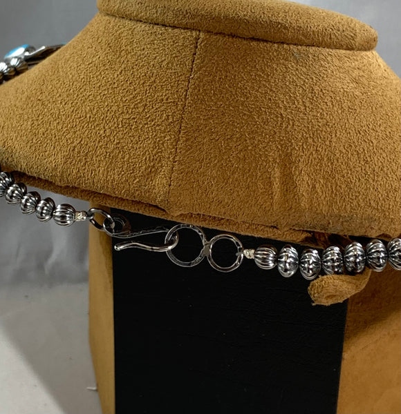 Navajo Turquoise Box Squash Necklace by Mary Teller
