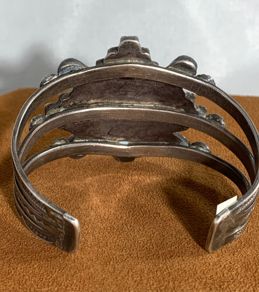 Vintage Zuni Sunface Onyx Inlay Cuff (Circa 1950s)