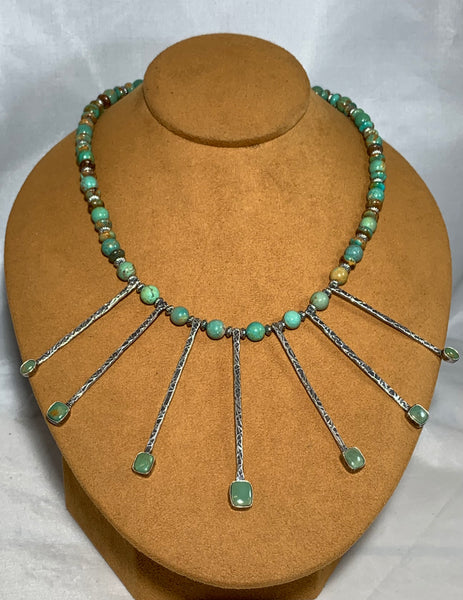 Teardrop Necklace with Silver Beads by Mary Teller