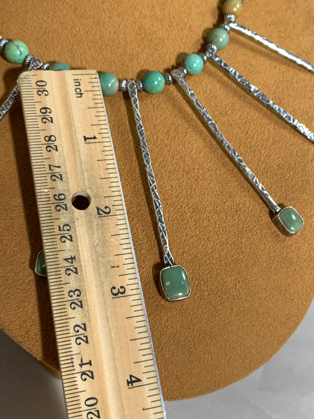 Teardrop Necklace with Silver Beads by Mary Teller