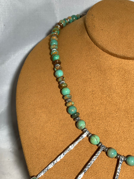 Teardrop Necklace with Silver Beads by Mary Teller
