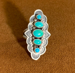 Turquoise Five Stone Ring by Don Lucas