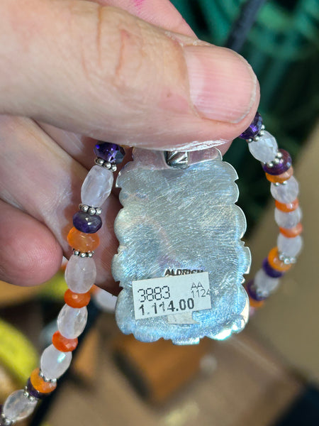 Rose Quartz Inlay Necklace by Ben and Valerie Aldrich