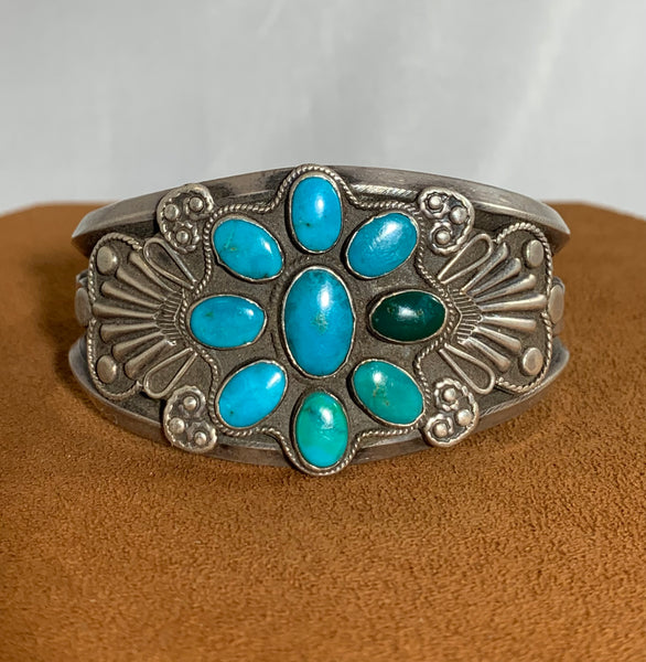 Exquisite Vintage Blue Gem Navajo Cuff (Circa 1950s)