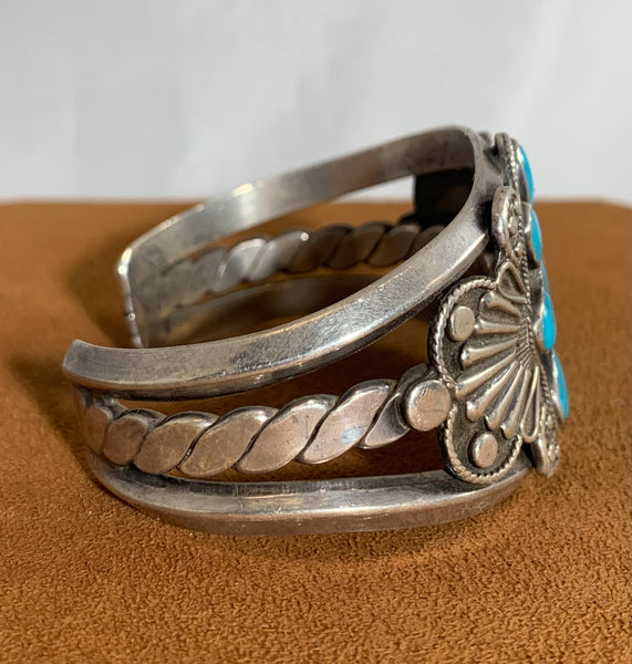 Exquisite Vintage Blue Gem Navajo Cuff (Circa 1950s)