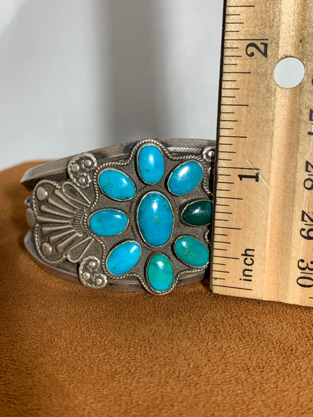 Exquisite Vintage Blue Gem Navajo Cuff (Circa 1950s)