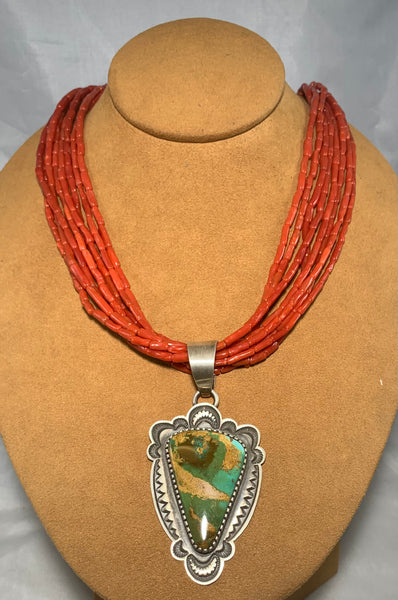 Coral With Turquoise Necklace by Tommy Jackson