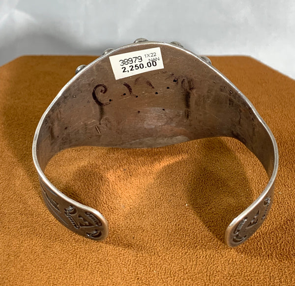 Large Vintage Fred Harvey Thunderbird Turquoise Cuff (1930)