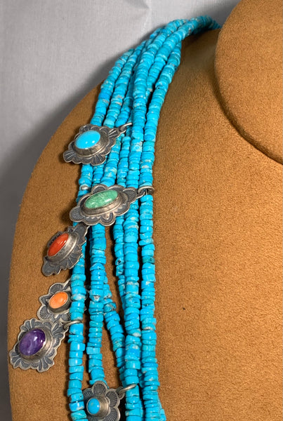 Multi-Stone Hieshi Cross Necklace by Don Lucas