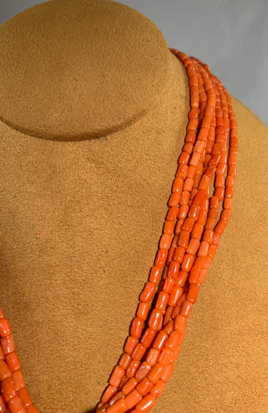 Seven Strand Coral Cross Necklace by Don Lucas