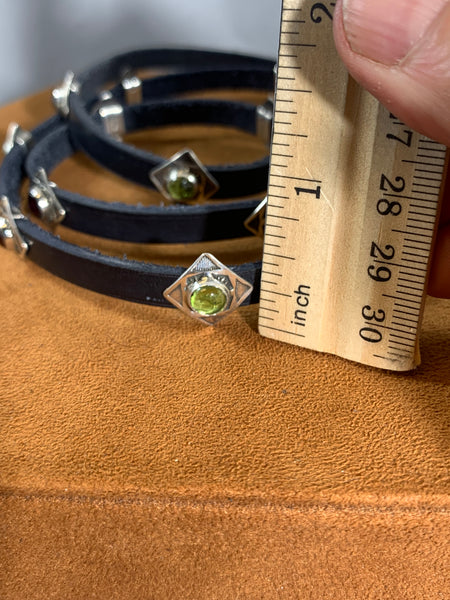 Garnet and Peridot Concho Wrap Bracelet/ Hat Band by Rick Montaño