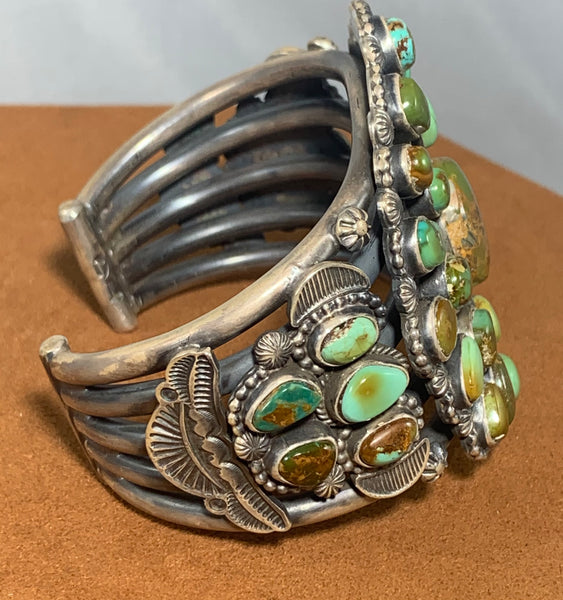 Green Bisbee Turquoise Cluster Cuff by Tommy Jackson