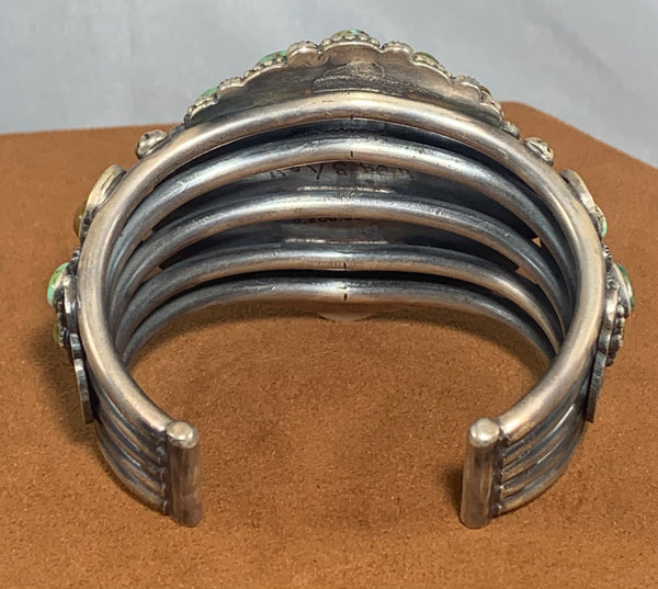 Green Bisbee Turquoise Cluster Cuff by Tommy Jackson