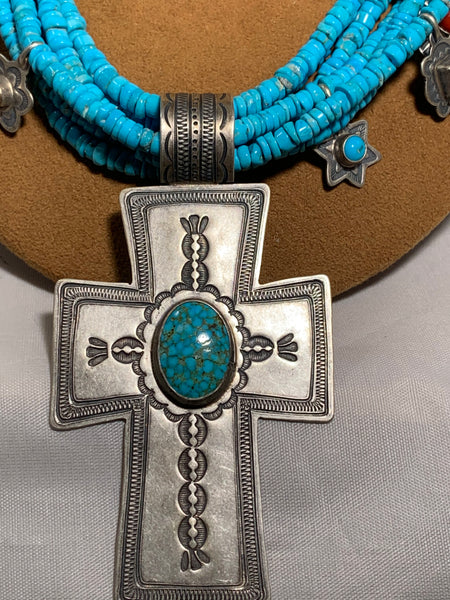 Multi-Stone Hieshi Cross Necklace by Don Lucas