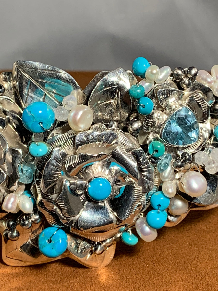 Floral Beaded Sterling Silver Tiara by Kevin Randall Studios