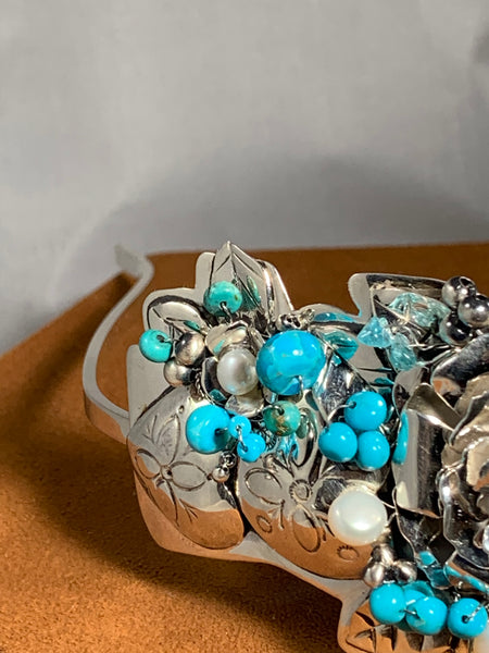 Floral Beaded Sterling Silver Tiara by Kevin Randall Studios
